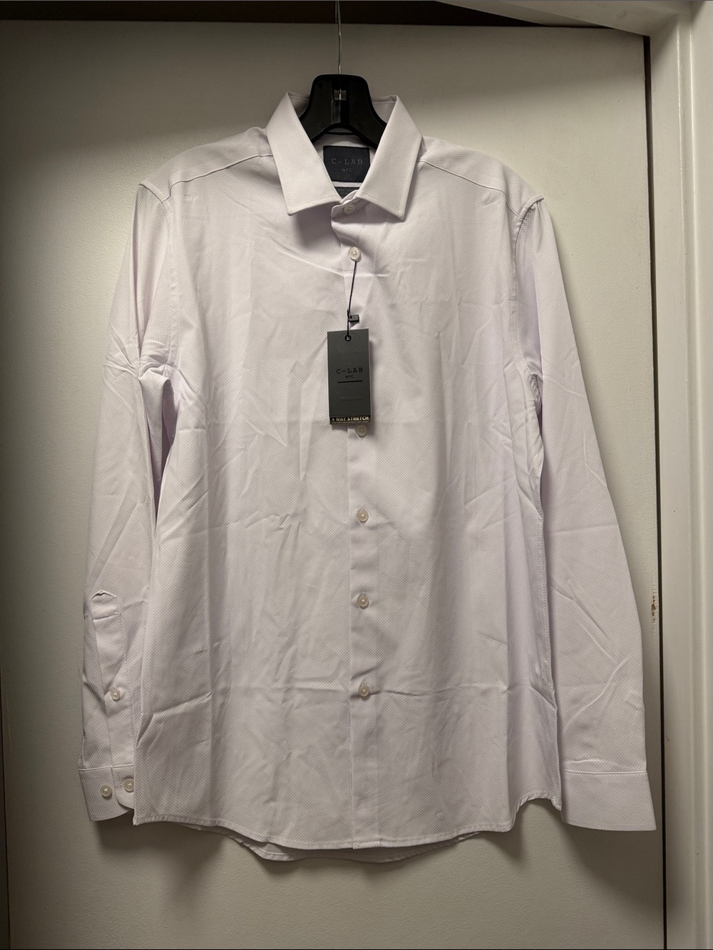 White Slim Fit Dress Shirt C-LAB NYC Men’s 4-Way Stretch Size 15/32 Small NWT